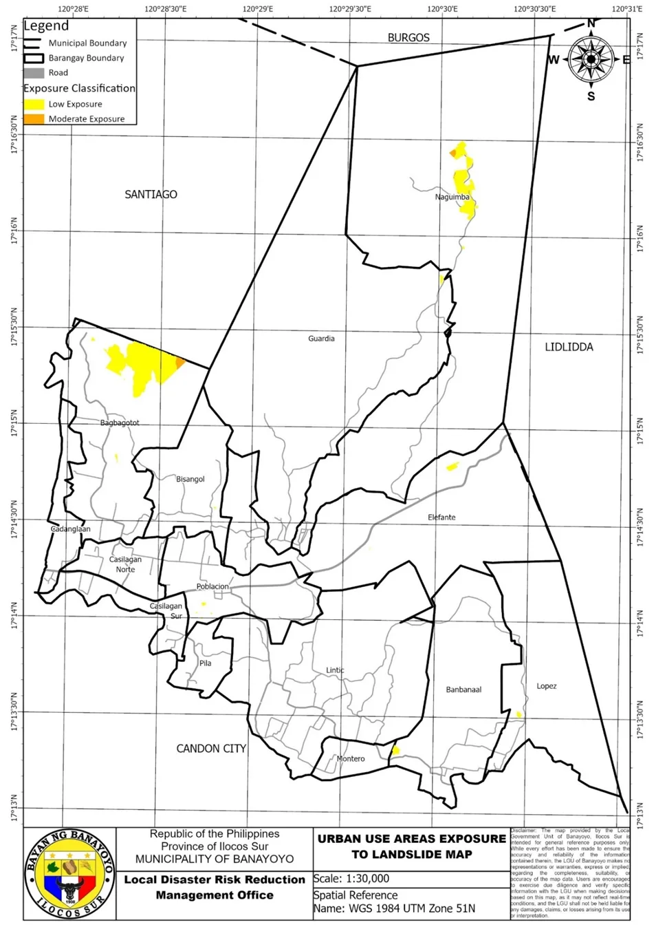 CDRA: urban use areas exposure to landslide.